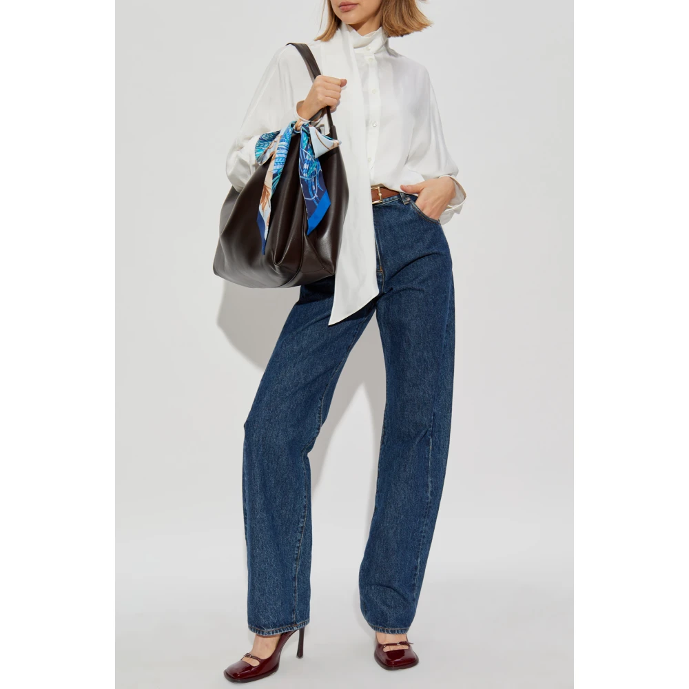 Salvatore Ferragamo Shirt met decoratieve strik bij de halslijn White Dames
