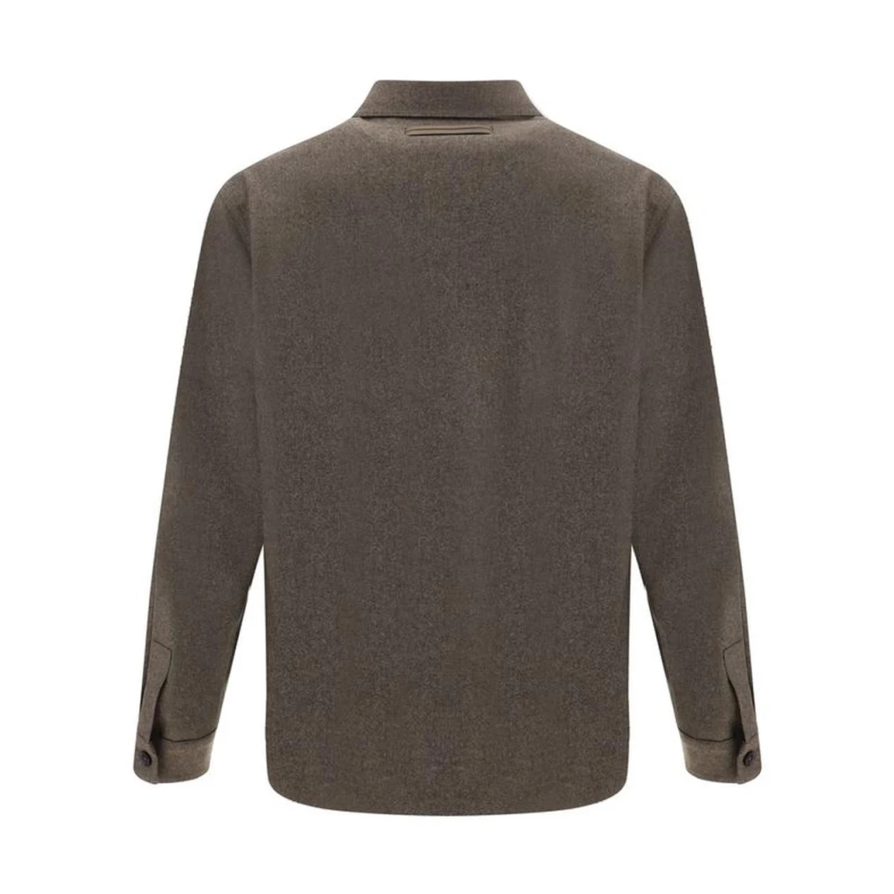 Ermenegildo Zegna Klassieke Wol Chore Jas Knoopsluiting Brown Heren