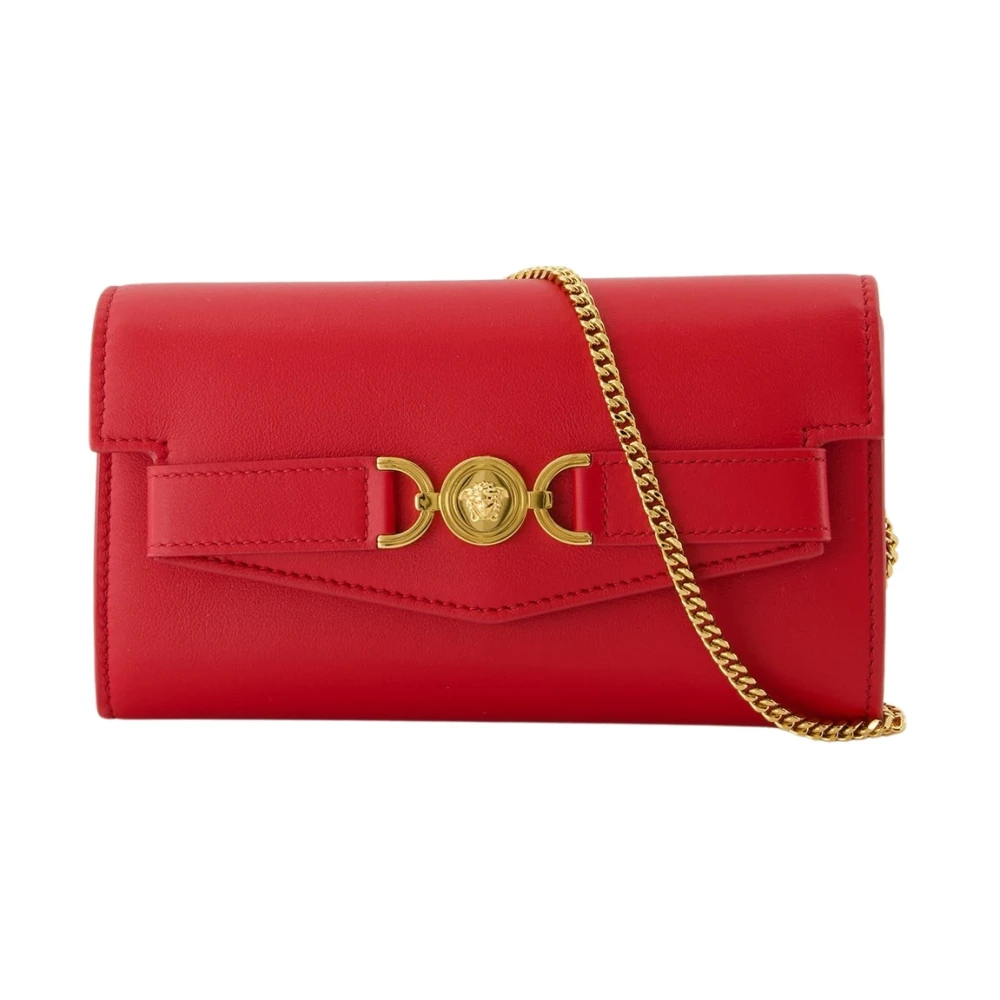 Versace Rode Leren Schoudertas met Ketting Red Dames