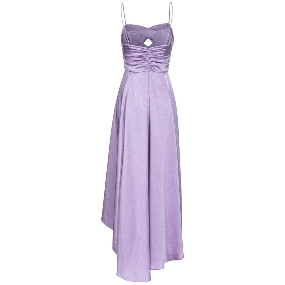 pinko Elegante Lange Satijnen Jurk met Bandjes Purple Dames