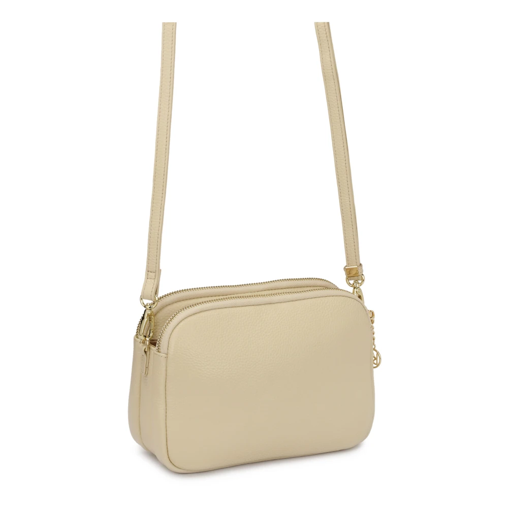 Kazar Roomkleurige leren handtas met 3 compartimenten Beige Dames