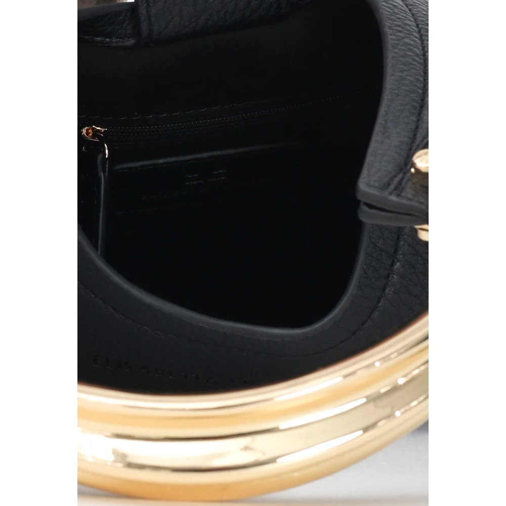 Elisabetta Franchi Zwarte handtas met gouden metalen handvat Black Dames