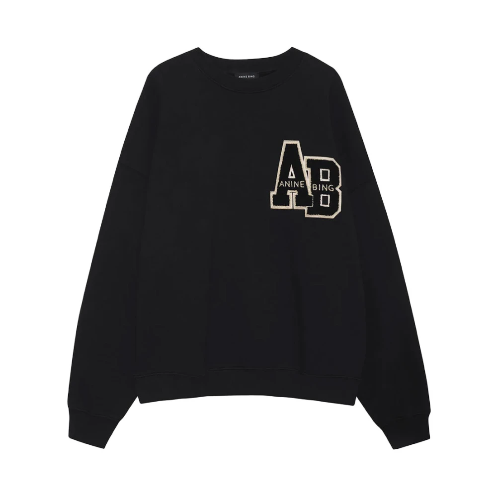 Anine Bing Oversized Sweatshirt Letterman Zwart Black Dames
