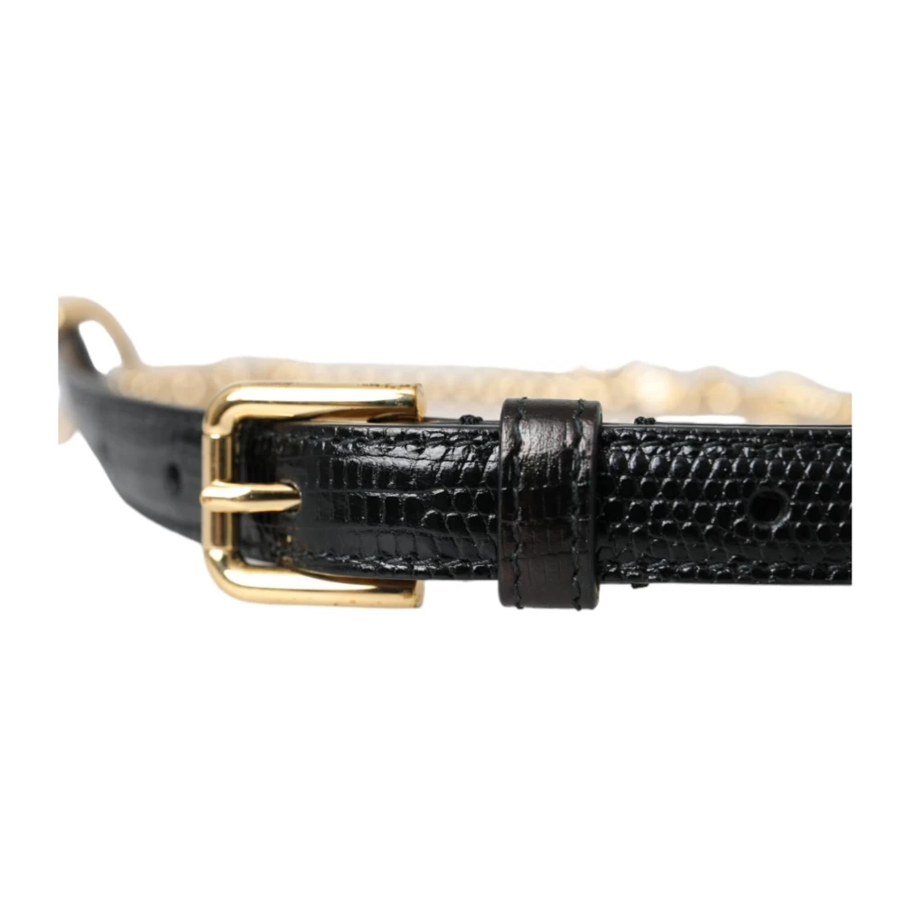 Dolce & Gabbana Kristallen Leren Taille Riem Black Dames