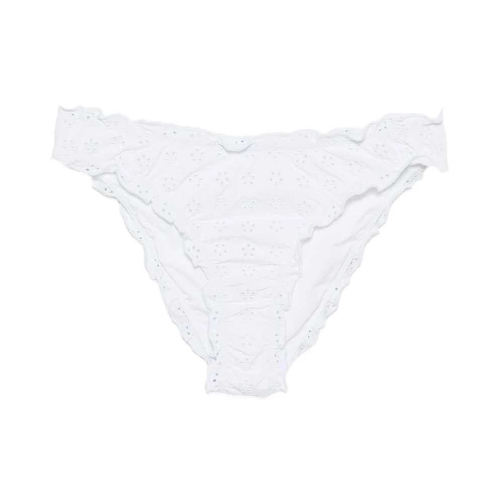Polo Ralph Lauren Women's White Bikinis, S, Broderie Anglaise Ruffled Bikini Bottoms