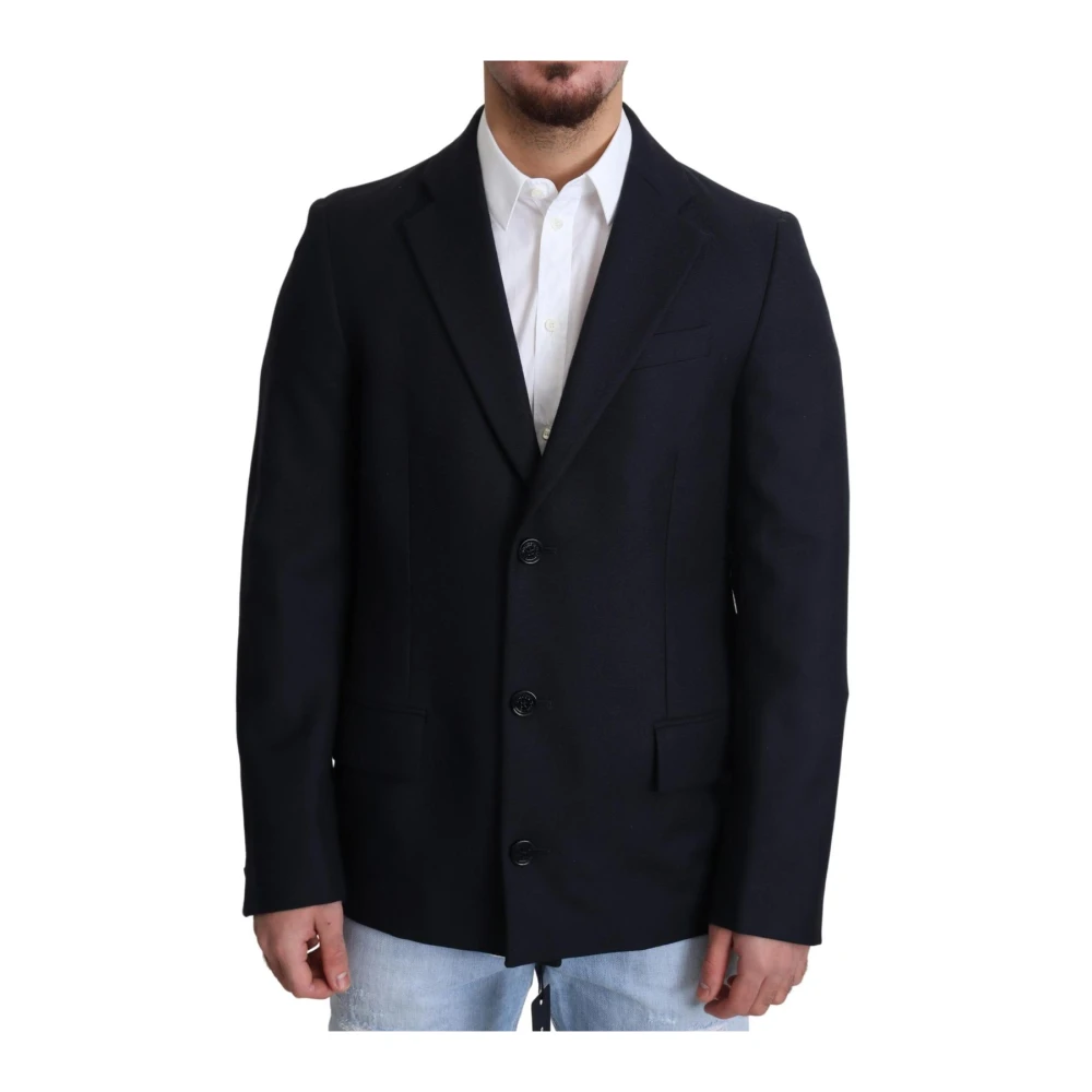 Dolce & Gabbana Dark Blue Wool Single Breasted Coat Jacket - IT46 | S - Image 2