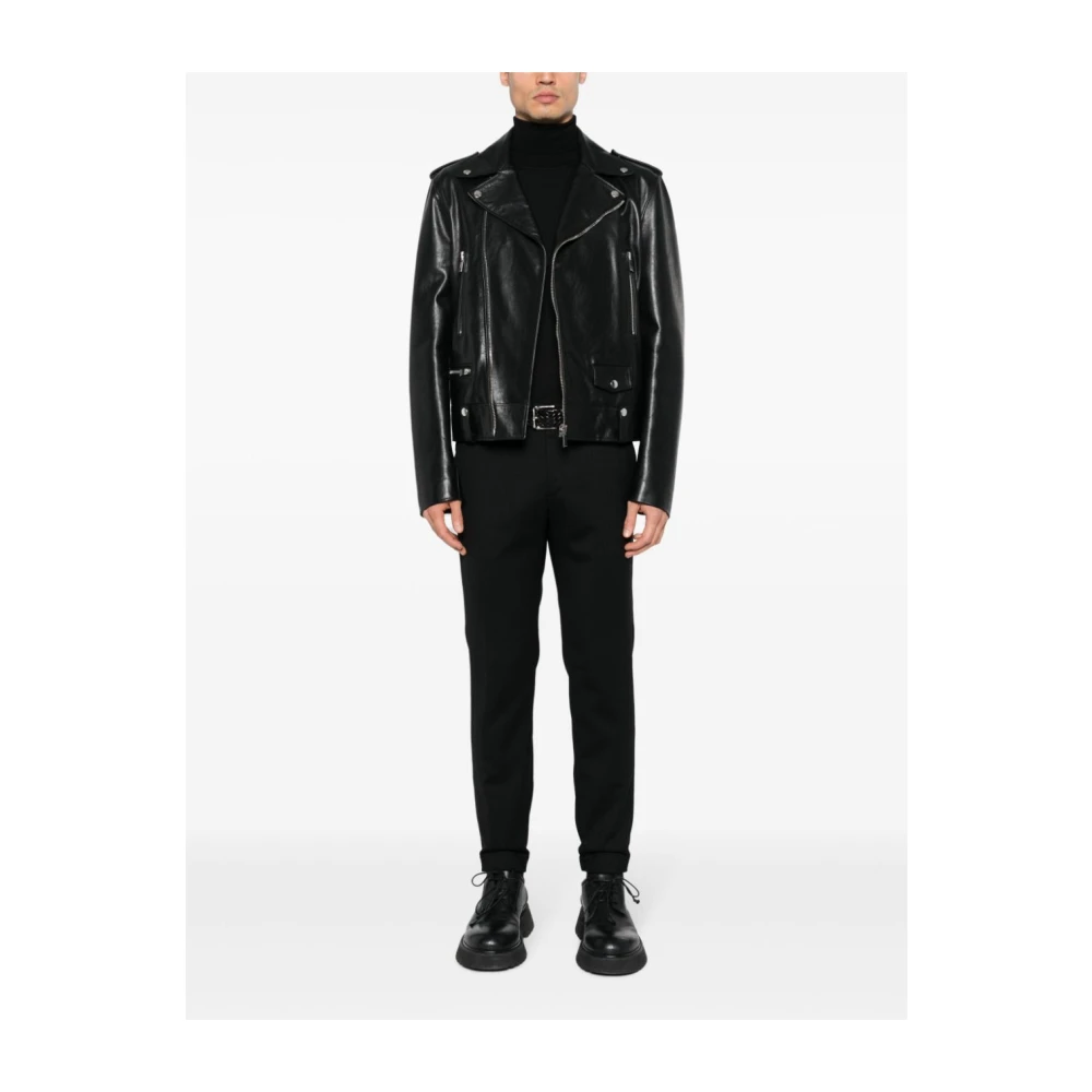 Incotex Zwarte Wool-Blend Cropped Broek Black Heren
