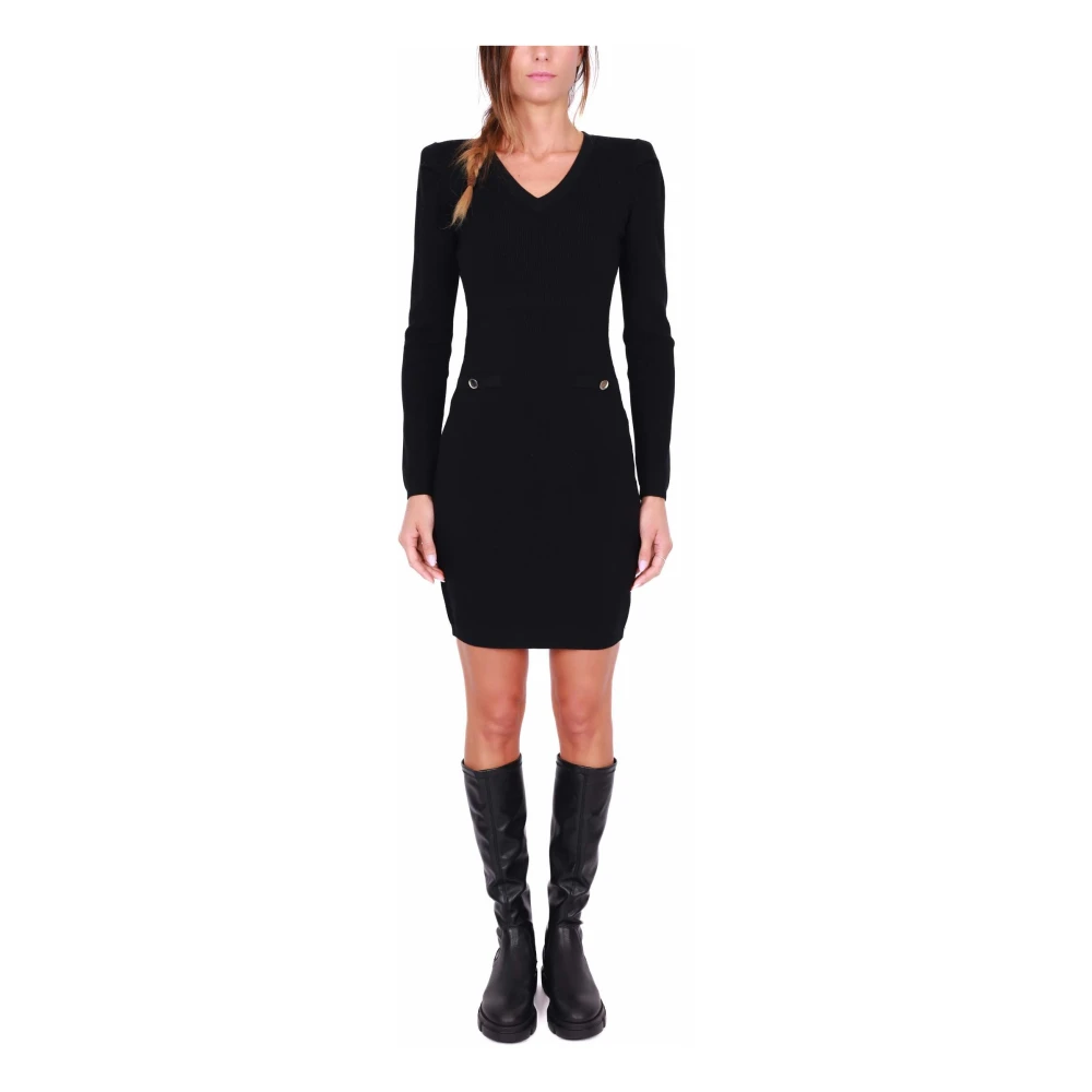 Liu Jo Zwarte Gebreide Korte Jurk Black Dames