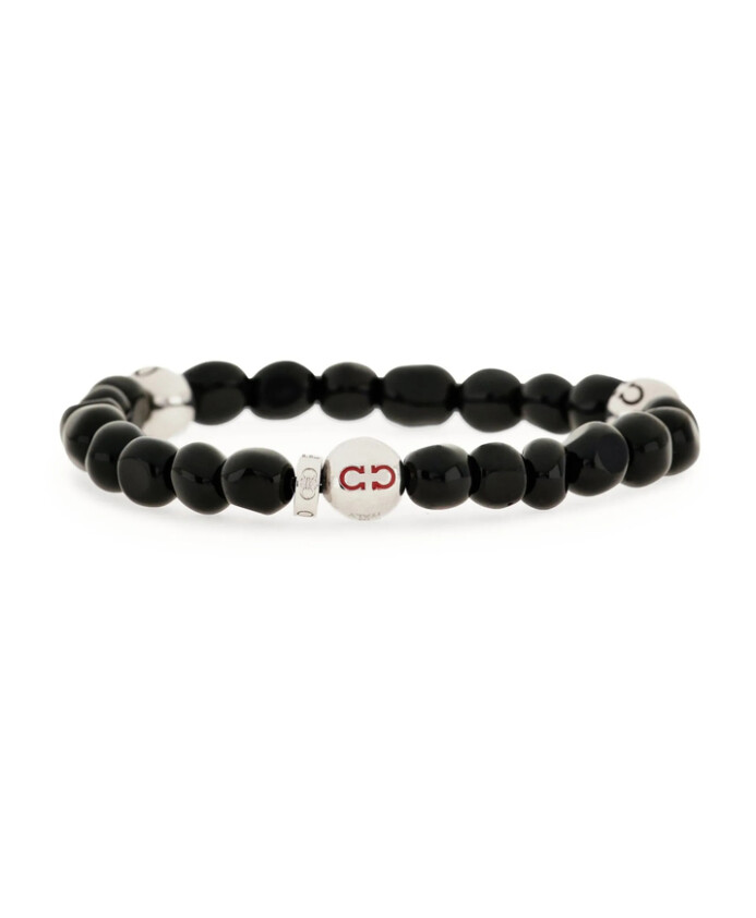 bracelet-perles-noires-et-imprime-gancini