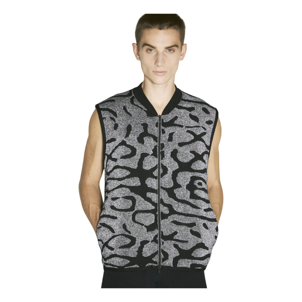 Y-3 Gewatteerd Jacquard Run Gilet Gray Heren