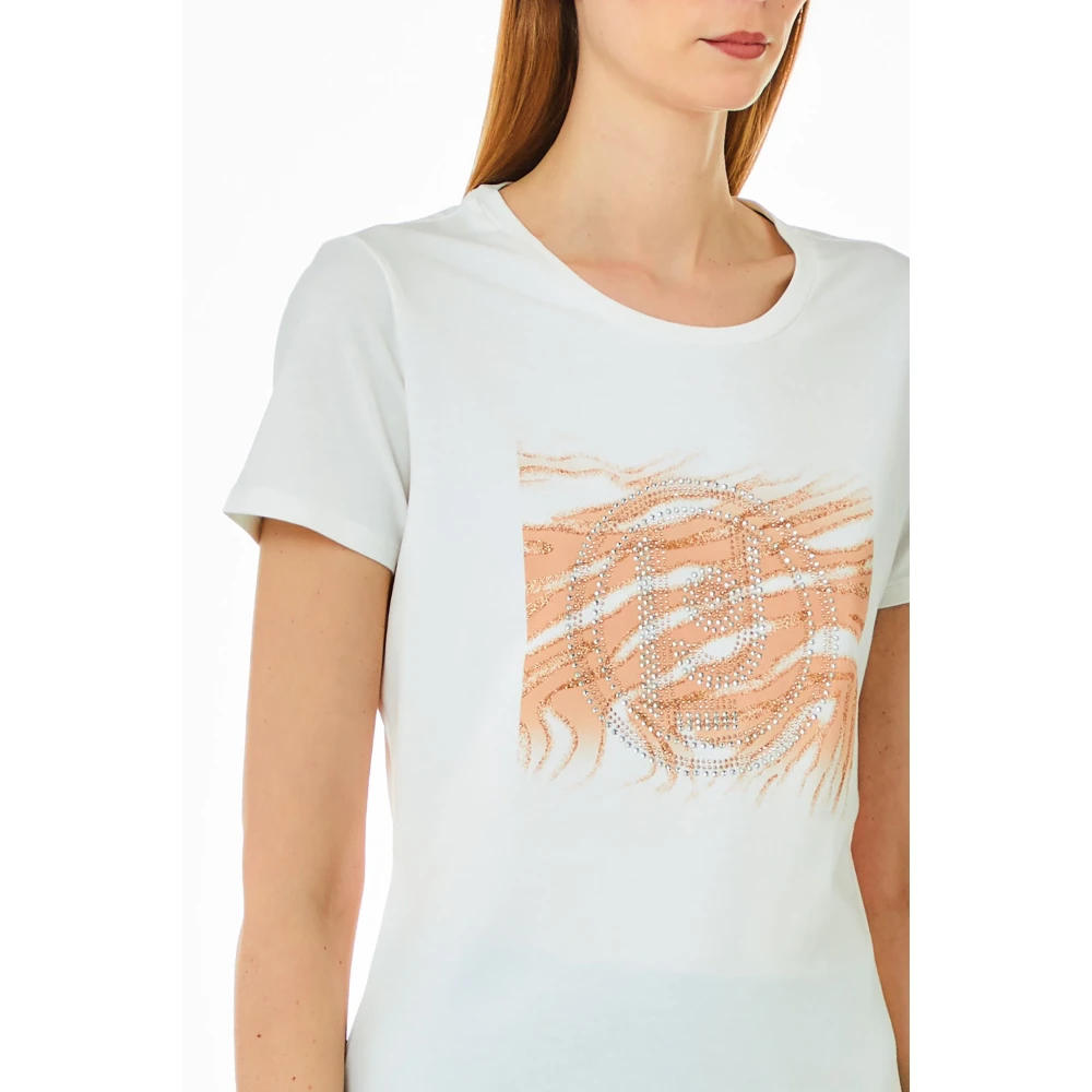 Liu Jo Katoenen T-shirt met Logo Borduurwerk Blue Dames