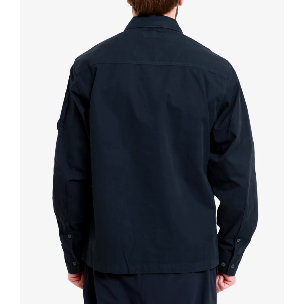C.P. Company Blauw Katoenen Overhemd met Volledige Rits Blue Heren