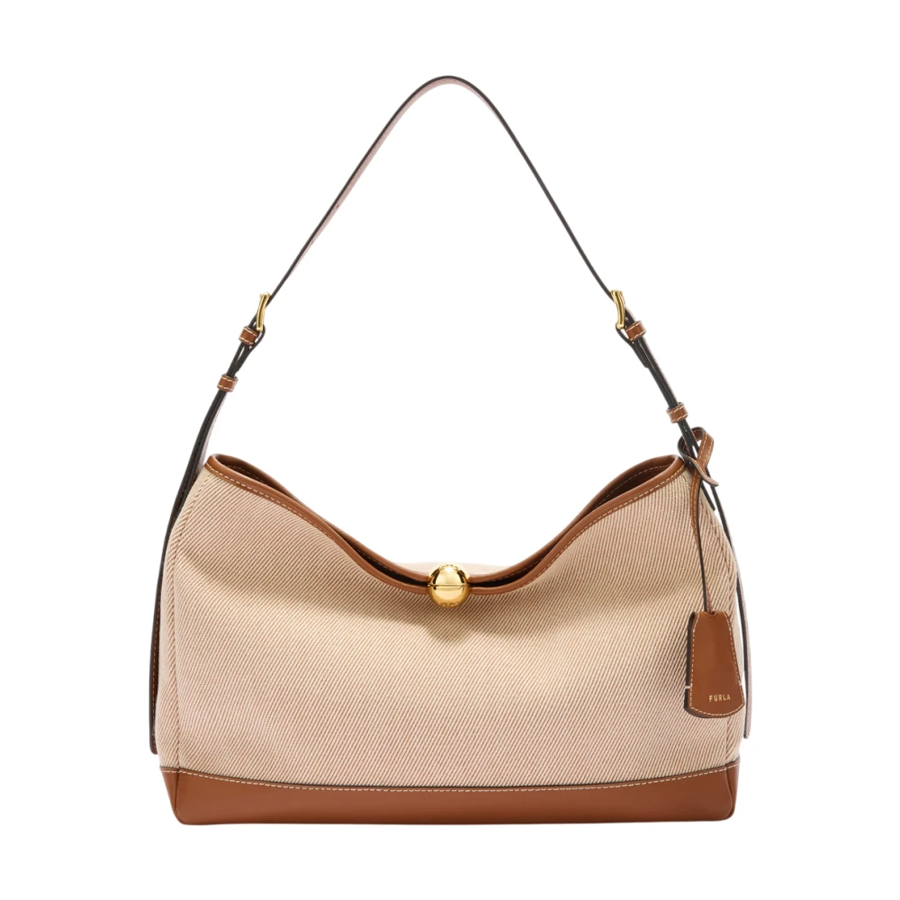 Furla Vrouw Beige Tassen Dames, One Size, Leer, Sfera Soft L