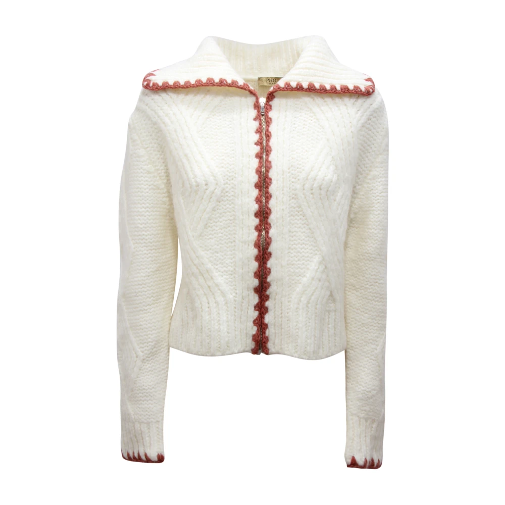 Pho Firenze Women's White 4322086 Bivory Makeup Cardigan - Cardigans - S - Knitwear