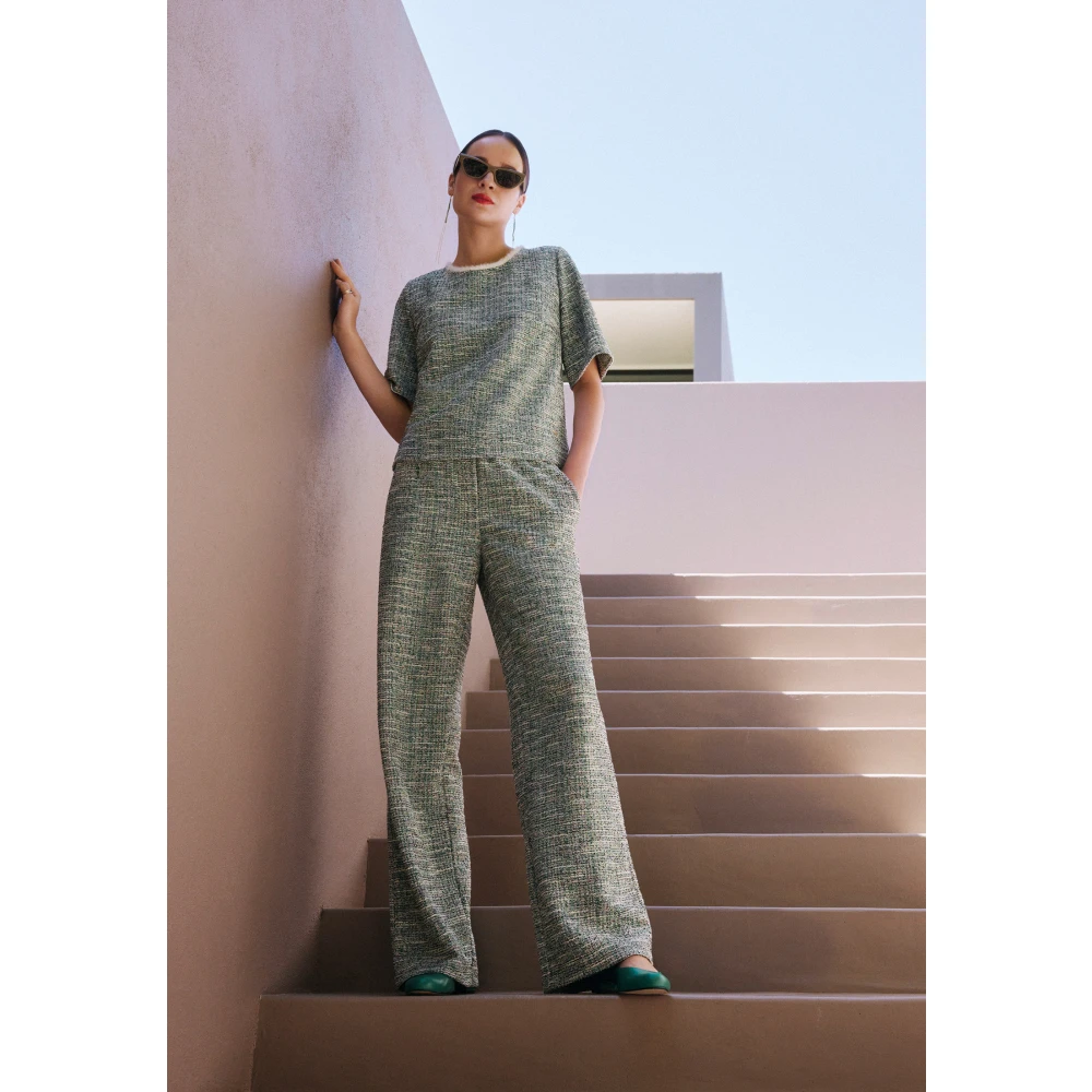 Betty & Co Gestructureerde hoge taille broek Multicolor Dames
