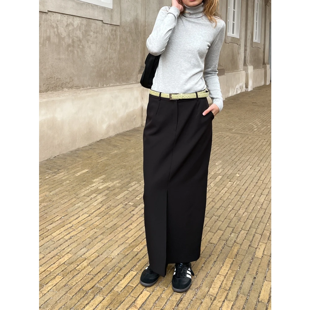 NEO NOIR Maxi Rok met Voor Split Black Dames