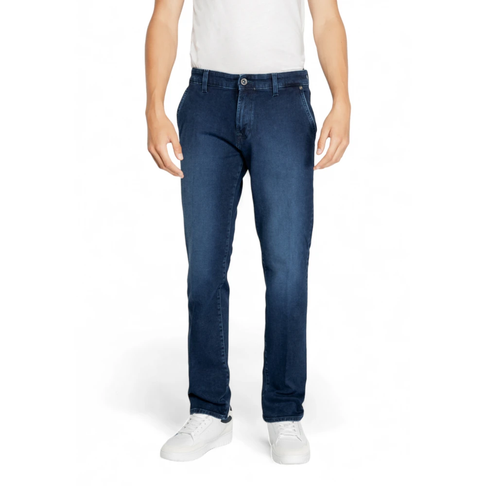 GAS Blauwe Effen Heren Jeans Rits Knoop Blue Heren