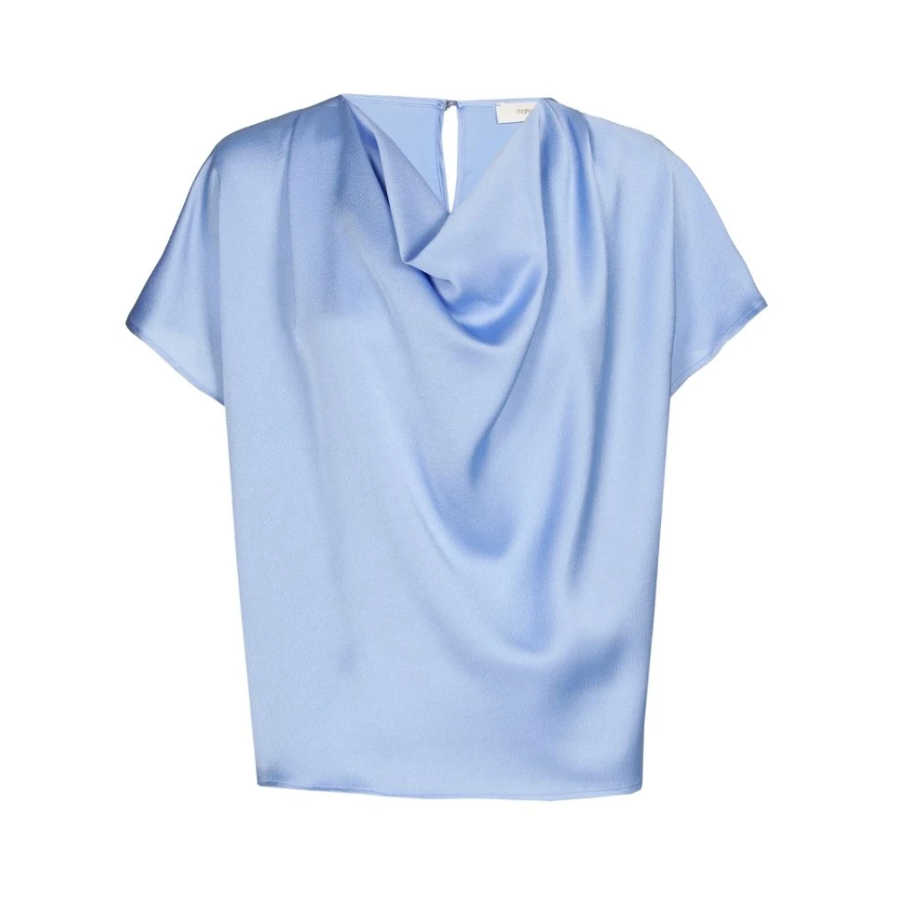 Marie Méro Watervalhalslijn Satijnen Top Blue Dames