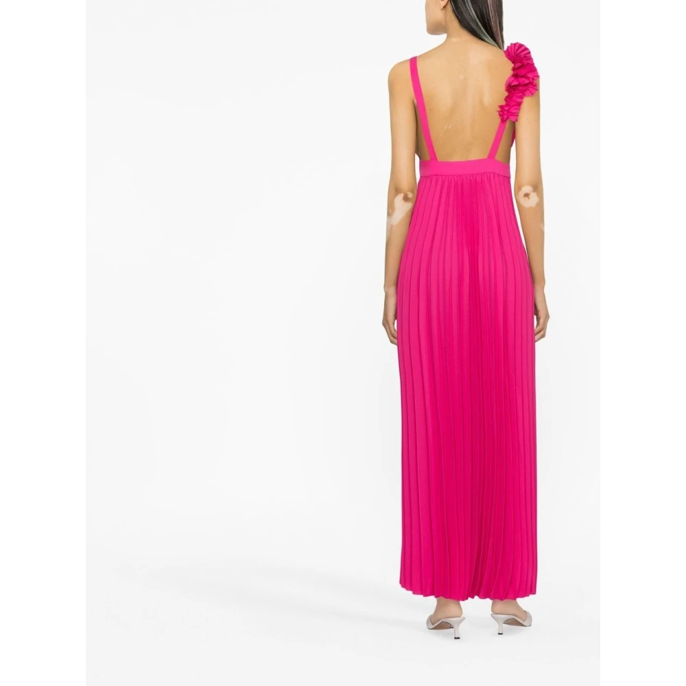 P.a.r.o.s.h. Fuchsia Bloemenapplicatie V-hals Jurk Pink Dames