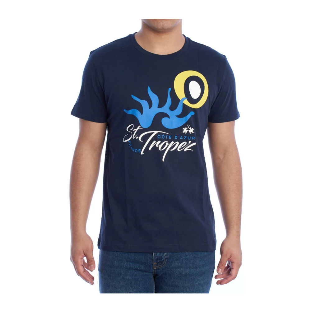 LA MARTINA Korte Mouw Navy T-shirt Blue Heren