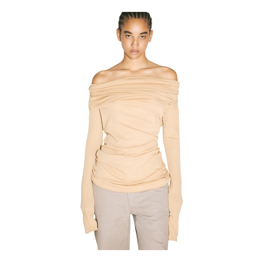Entire Studios Off-Shoulder Gedrapeerde Top Beige Dames