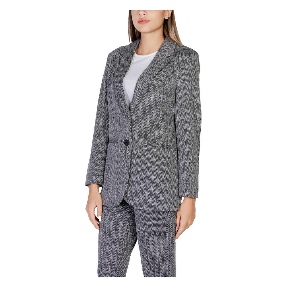 Ichi Zwart Pinstripe Knoop Blazer Black Dames