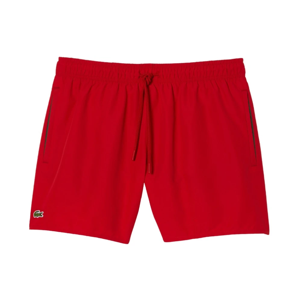 Lacoste Men's Red Beachwear, S, Cotton Swim Shorts