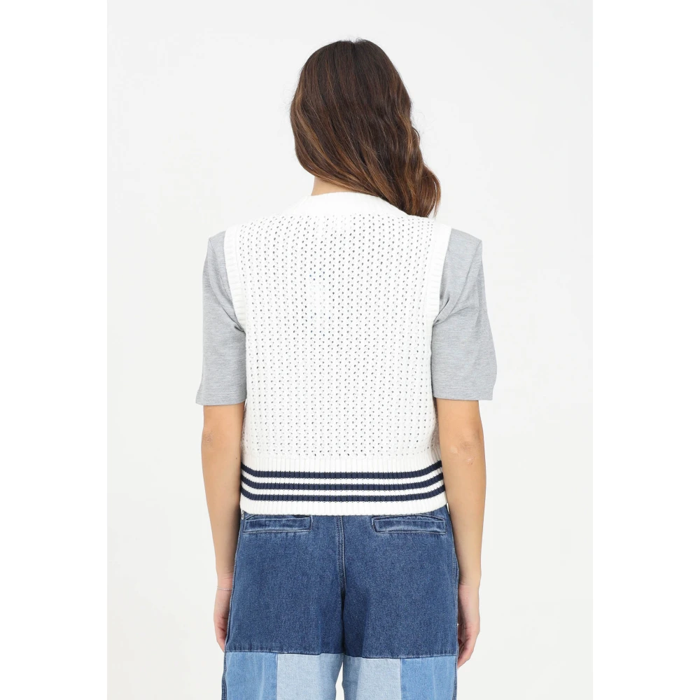 adidas Originals Witte Gebreide Gilet Jas Vrouwen White Dames