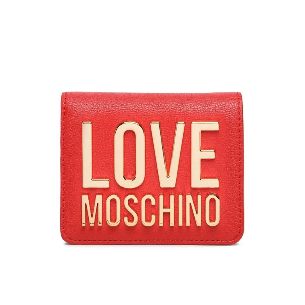 Love Moschino Dam Plånbok i konstläder med metalllogo Red, Dam
