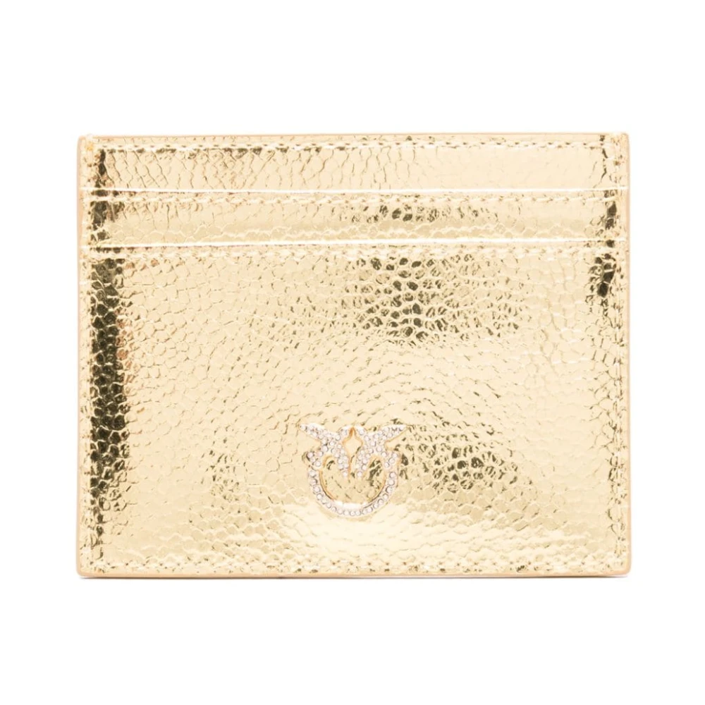 pinko Gouden Metallic Kristalversierde Love Birds Tas Yellow Dames