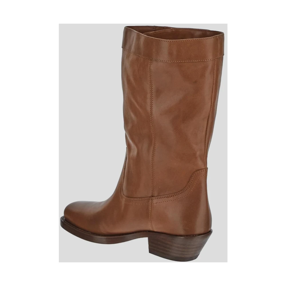 Isabel marant Kalfsleren Biker Boots Brown Dames