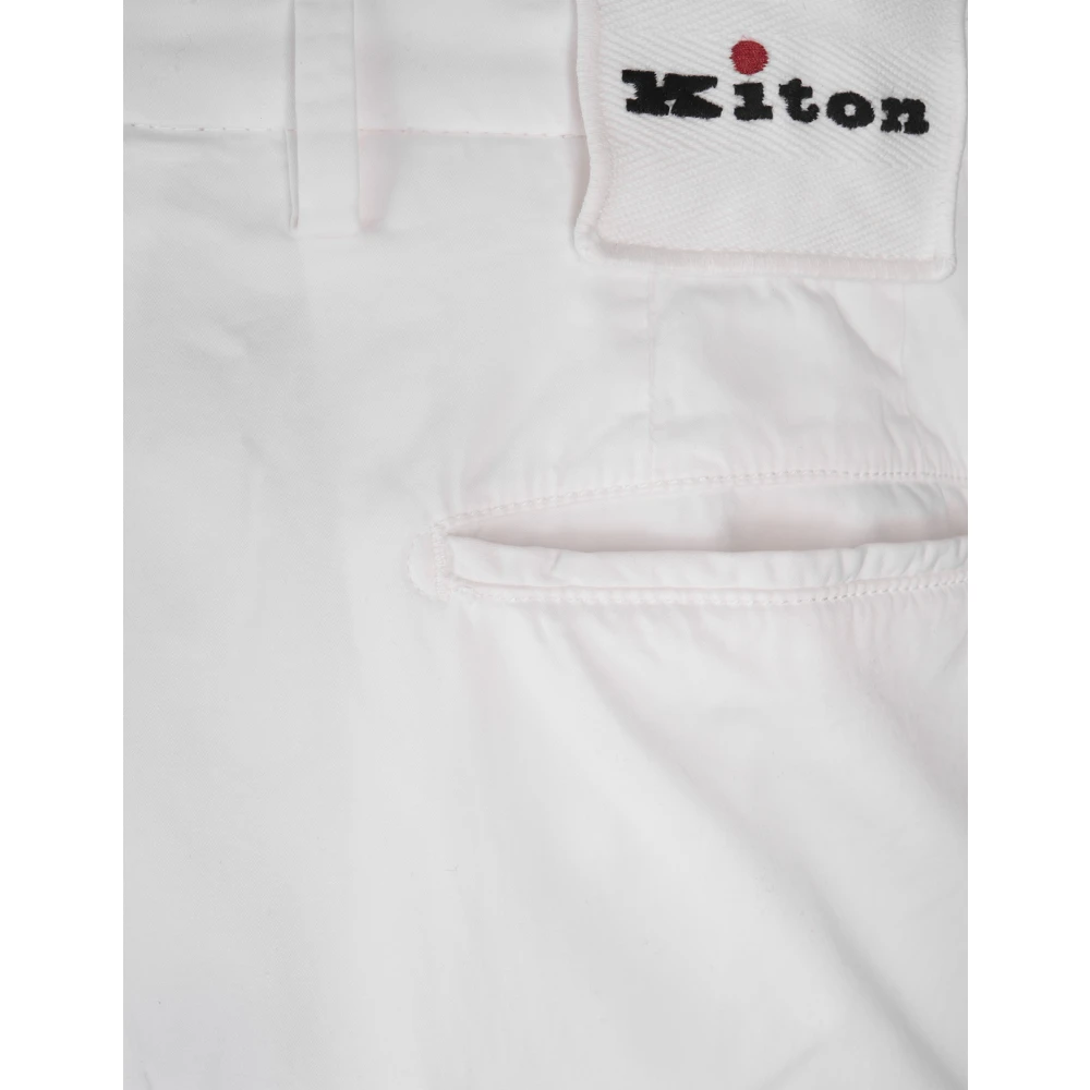 Kiton Witte Katoen Elastaan Blend Broek White Heren