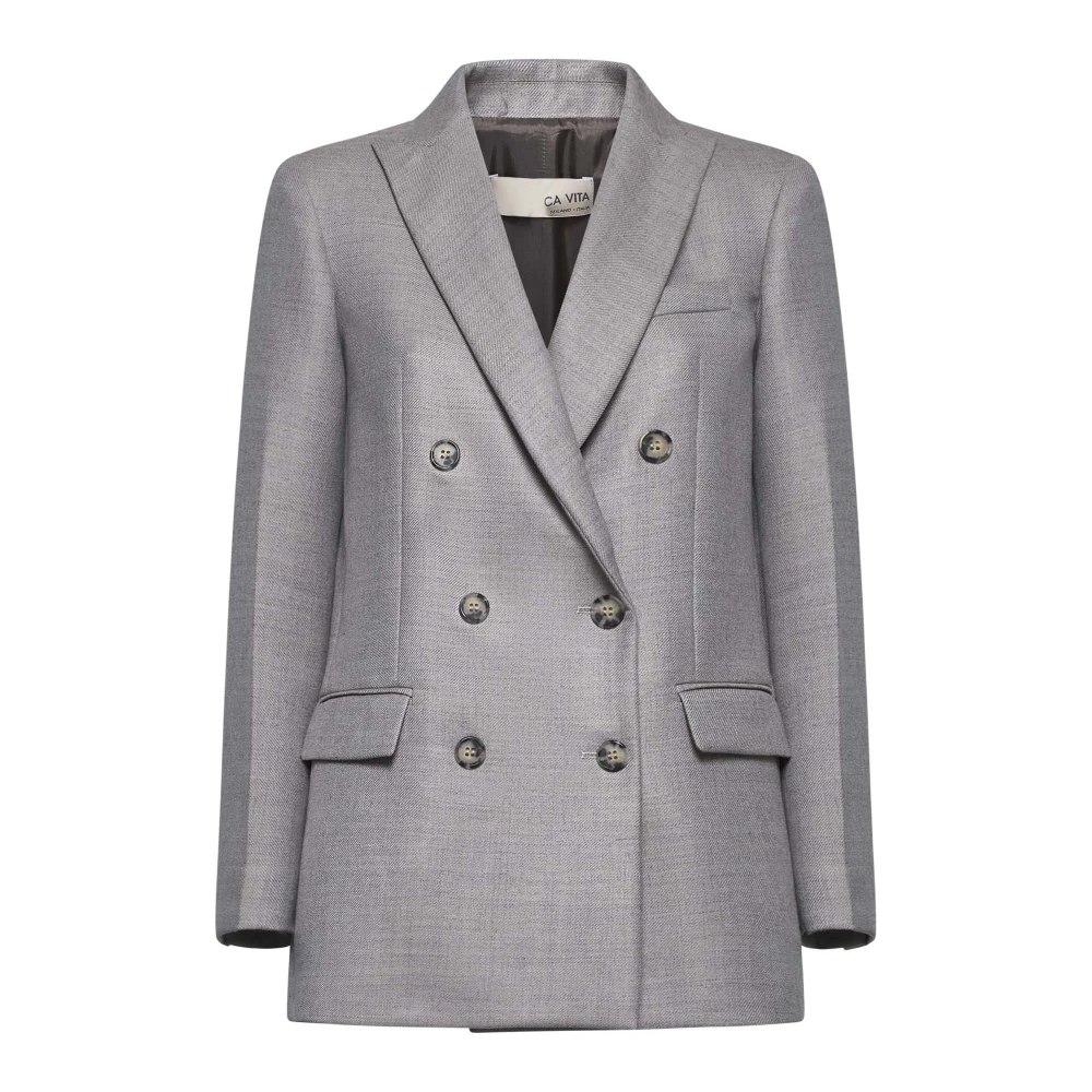 Blanca Vita Double-breasted beige jas met peak revers Beige Dames
