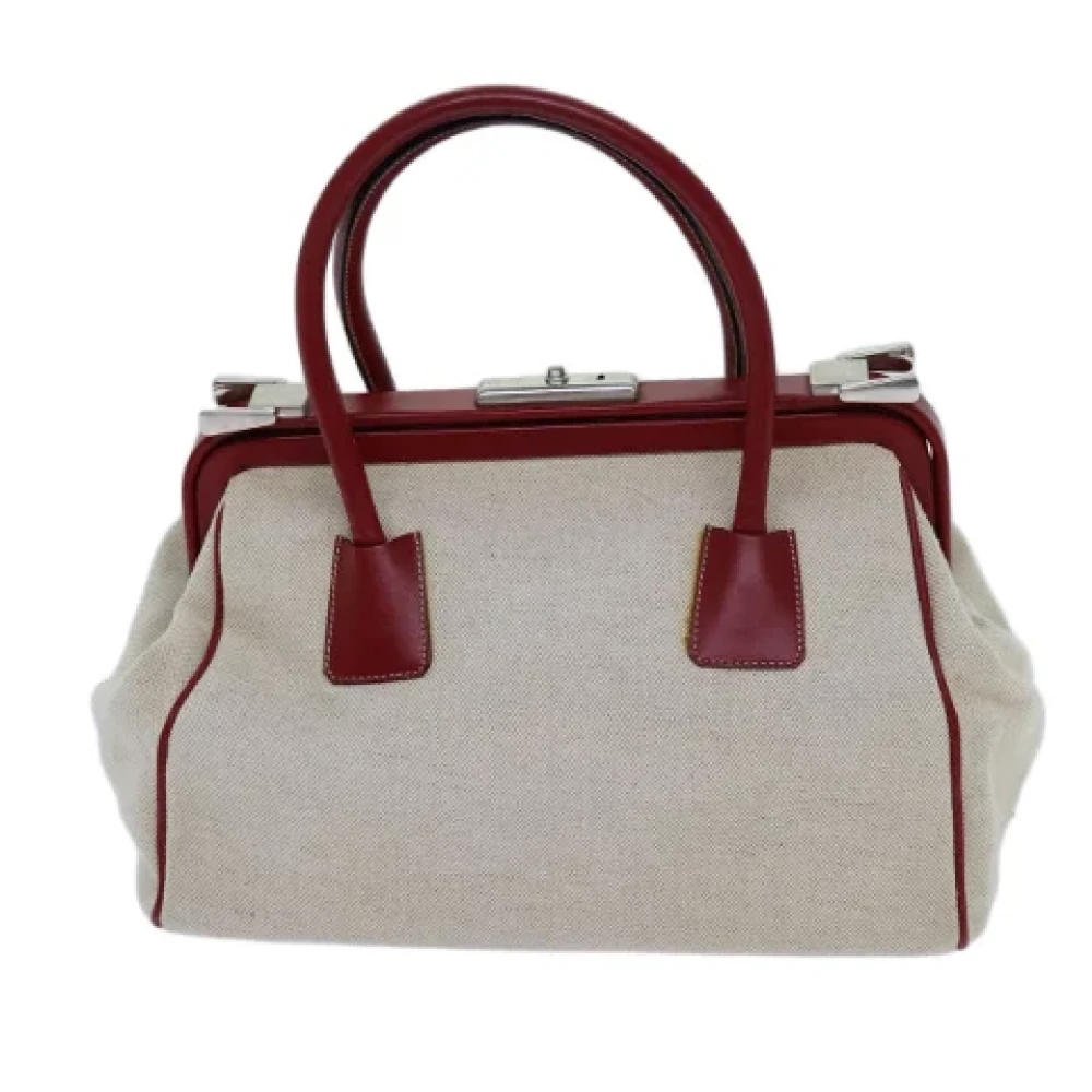 Prada Vintage Pre-owned Canvas handbags Beige Dames