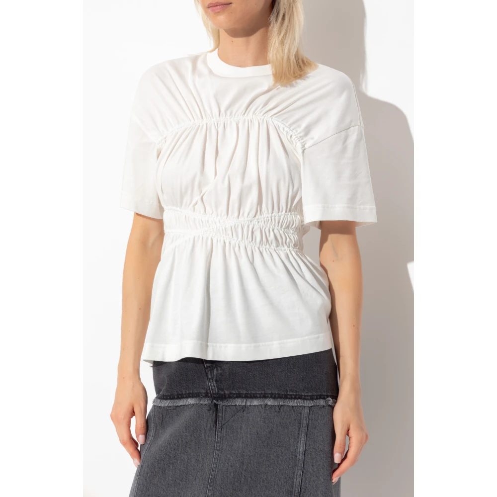 alexander mcqueen T-shirt met ruches White Dames