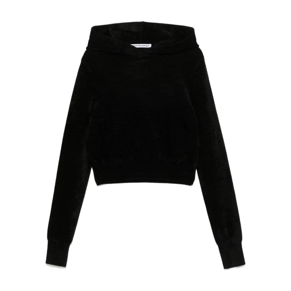 Svart Cropped Hoodie