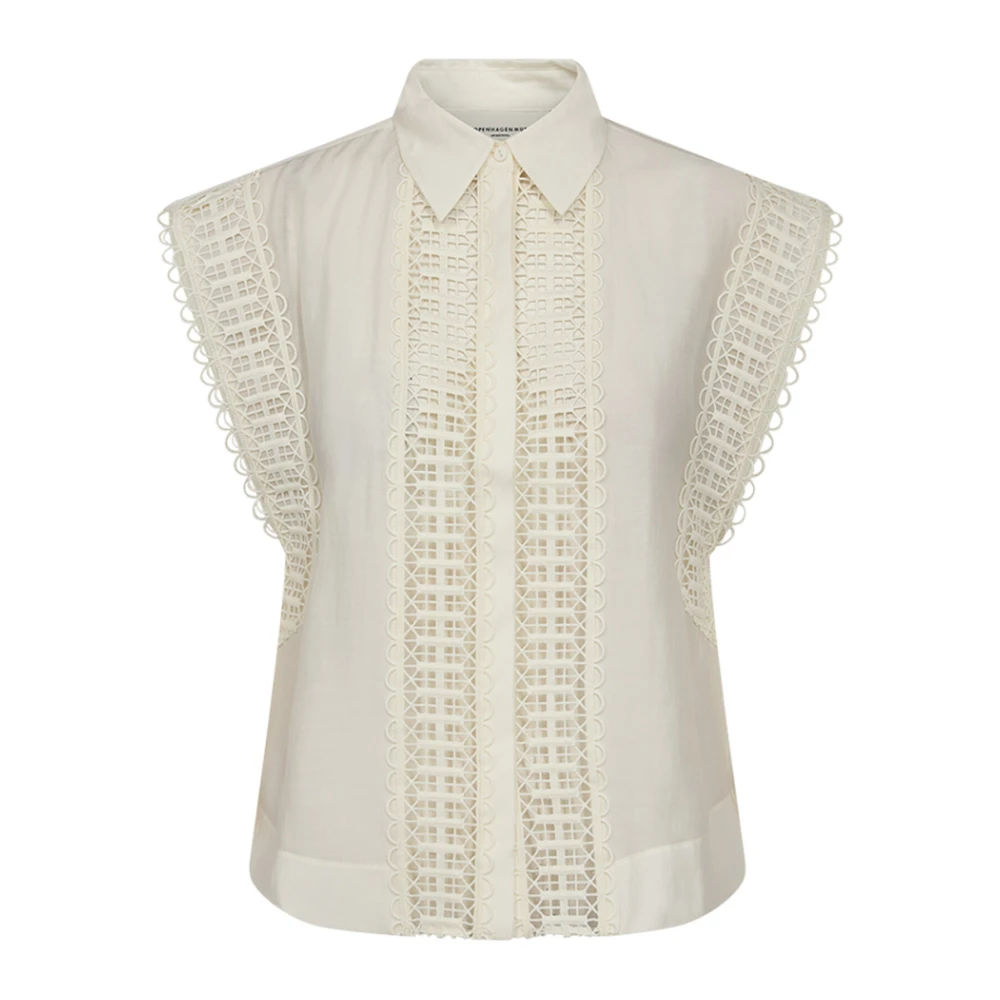 Copenhagen Muse Elegante Blouse met Geborduurde Details Beige Dames