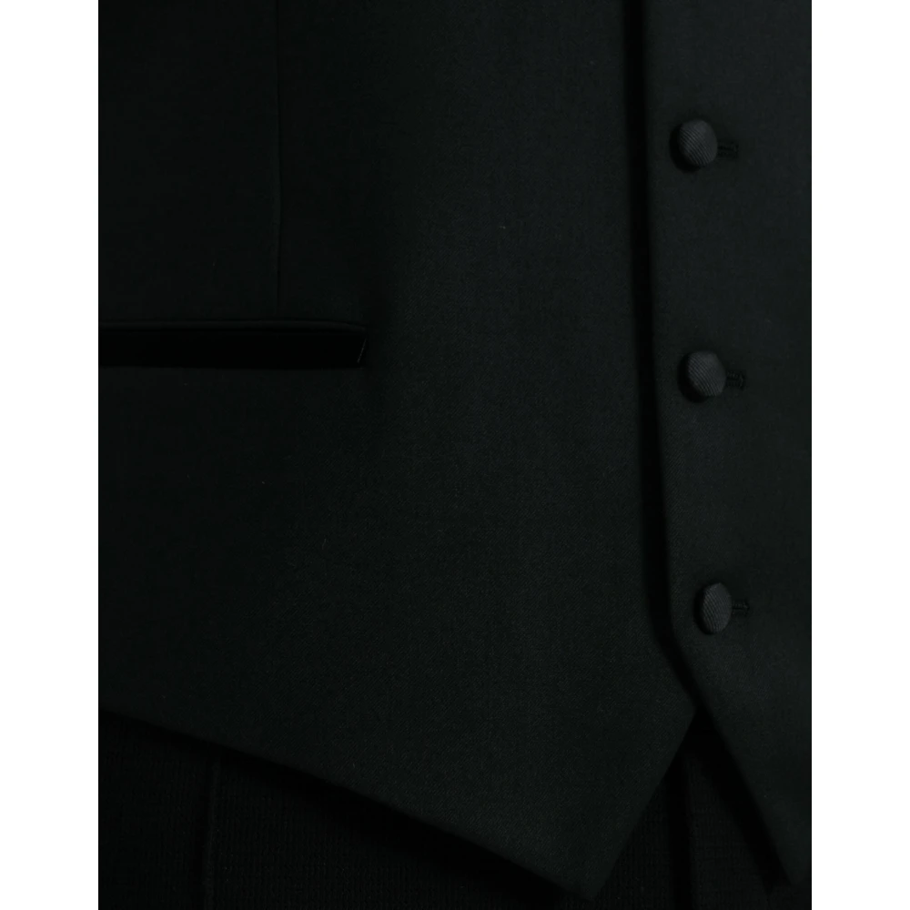 Dolce & Gabbana Zwarte Zijden Formele Jurk Vest Black Heren