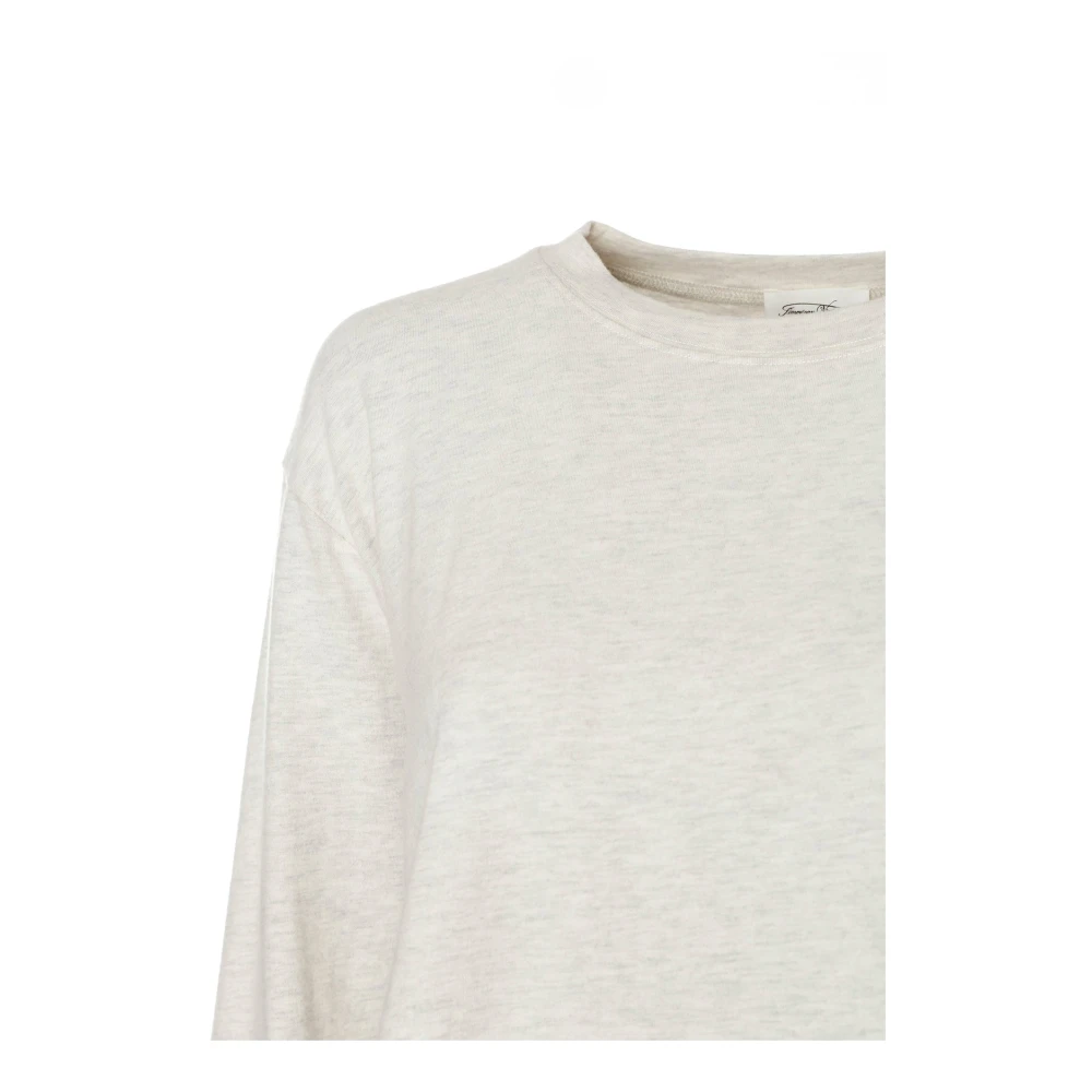 American vintage Zachte Geribbelde Longsleeve Oversized Fit Beige Dames