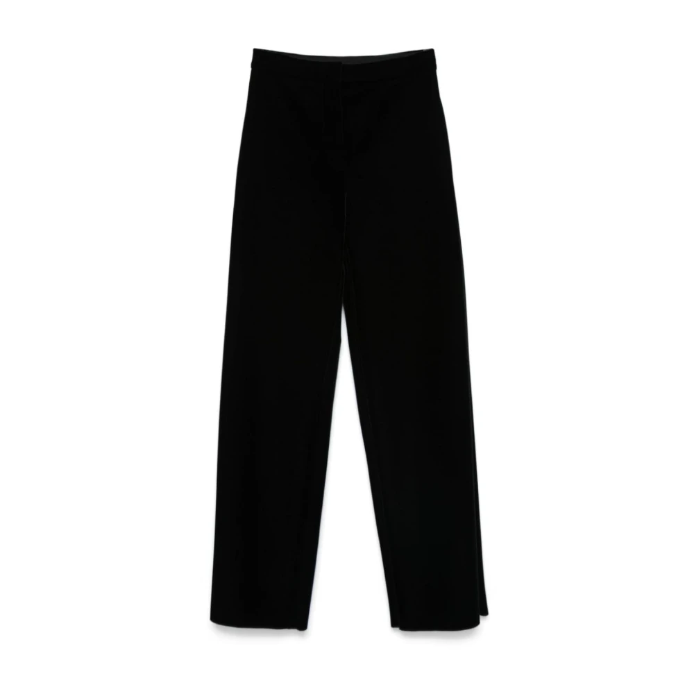 SPORTMAX Zwarte Fluwelen Broek Hoge Taille Rechte Pijp Black Dames