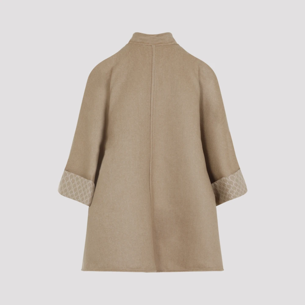 Max Mara Omkeerbare Logo Cape in Kameel Brown Dames