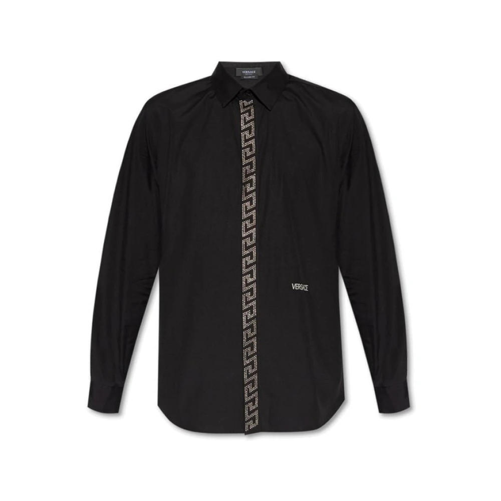 Versace Casual Katoenen Overhemd voor Mannen Black Heren