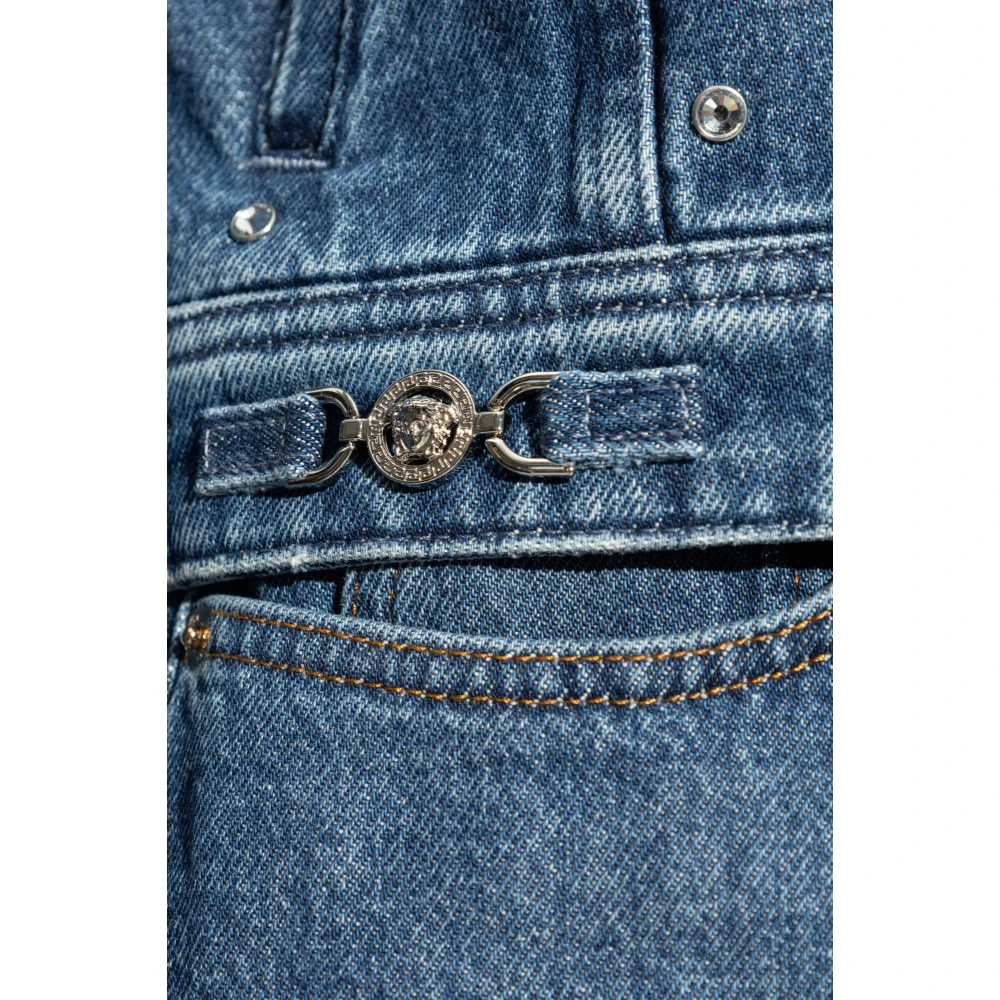 Versace Spijkerjasje met glinsterende applicaties Blue Dames