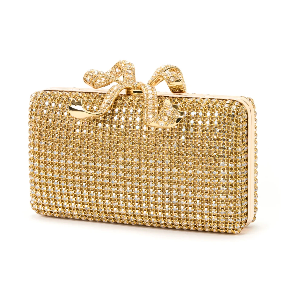 Self Portrait Rhinestone Clutch met Schouderband Yellow Dames