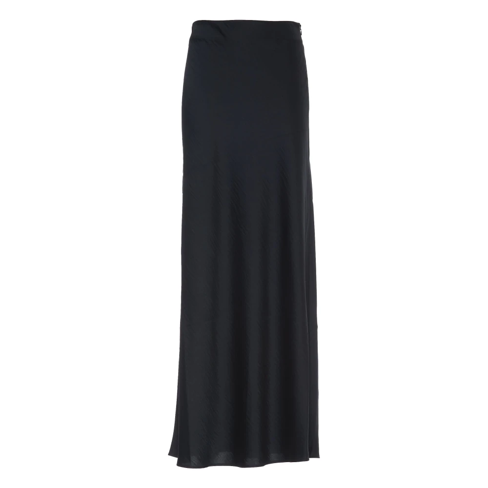 Essentiel Antwerp Navy Blue Maxi Satijn Lange Rok Blue Dames