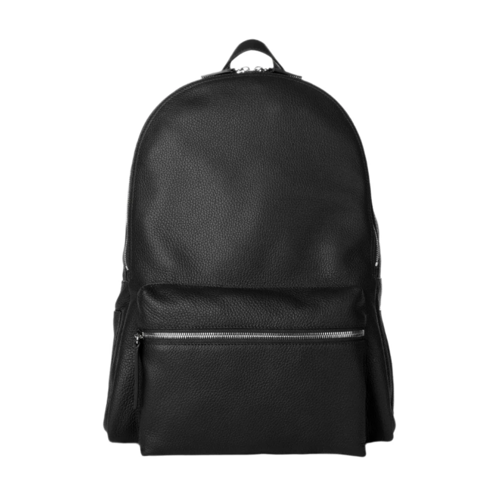 Orciani Zwarte Leren Rugzak Black Heren