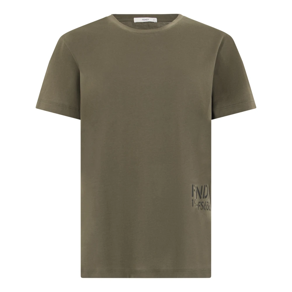 Fendi , T-Shirts, Female, Green, L, Stencil-Print T-Shirt - Image 3