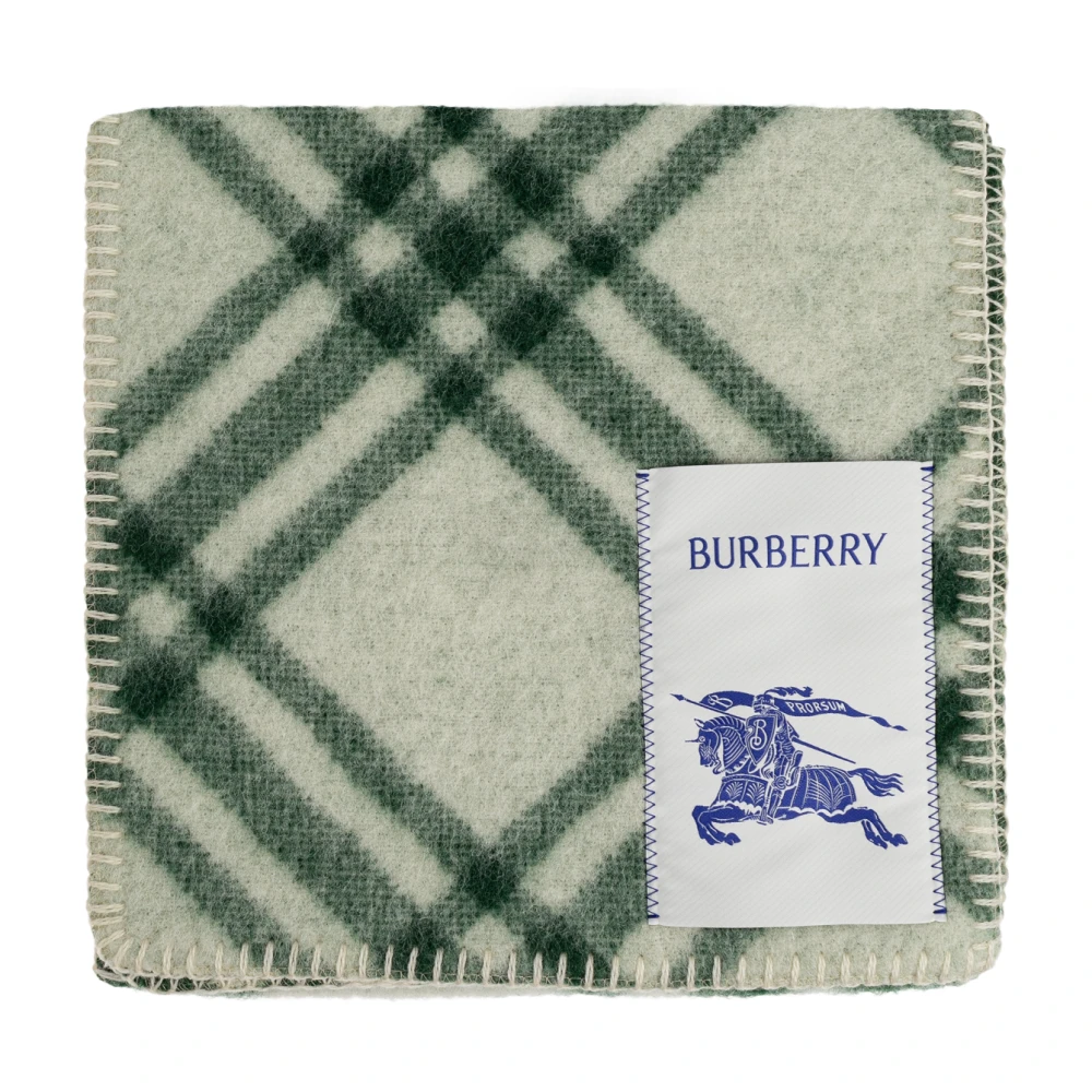 Burberry Unisex Green Winter Scarves, One Size, Check Wool Scarf