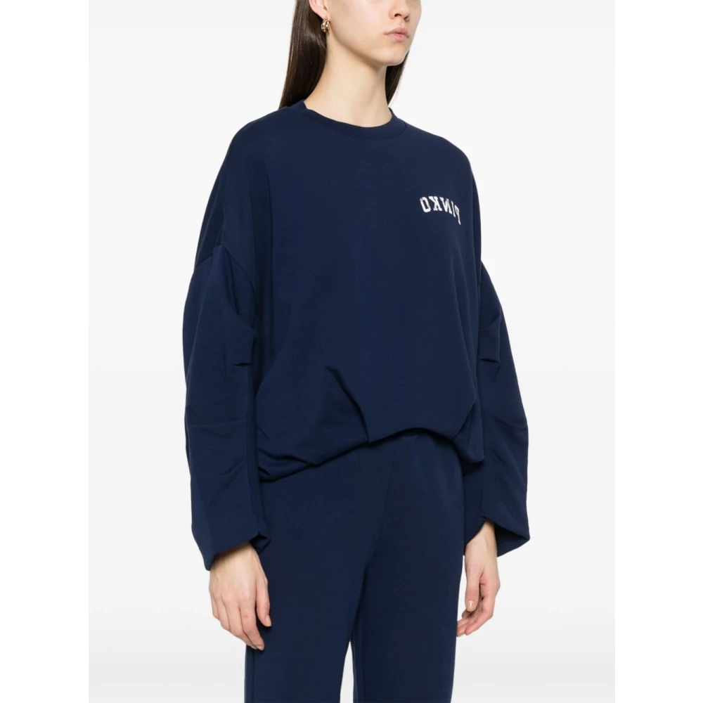 pinko Blauwe Trui met Plooien Blue Dames