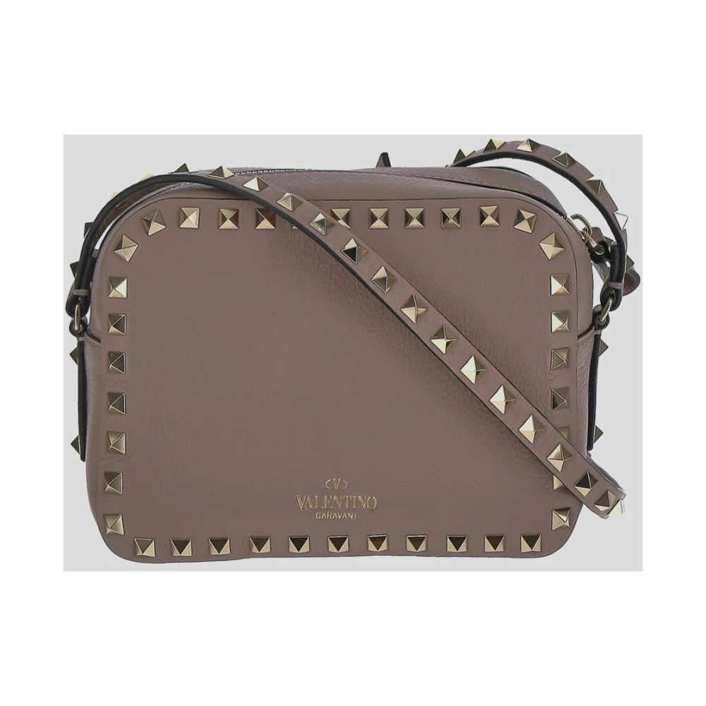 Valentino Garavani Studded Leren Crossbody Tas Gray Dames